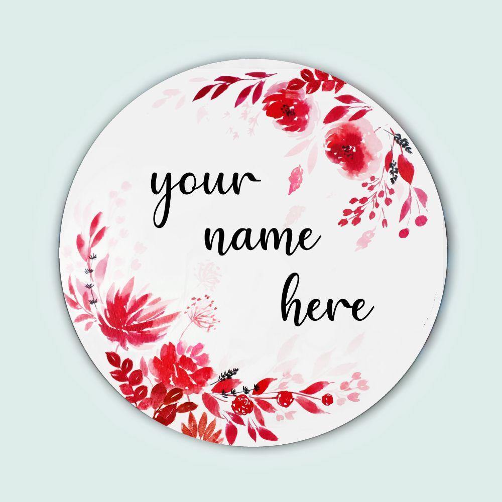 Customized Name Plate - Red Floral - rangreliart