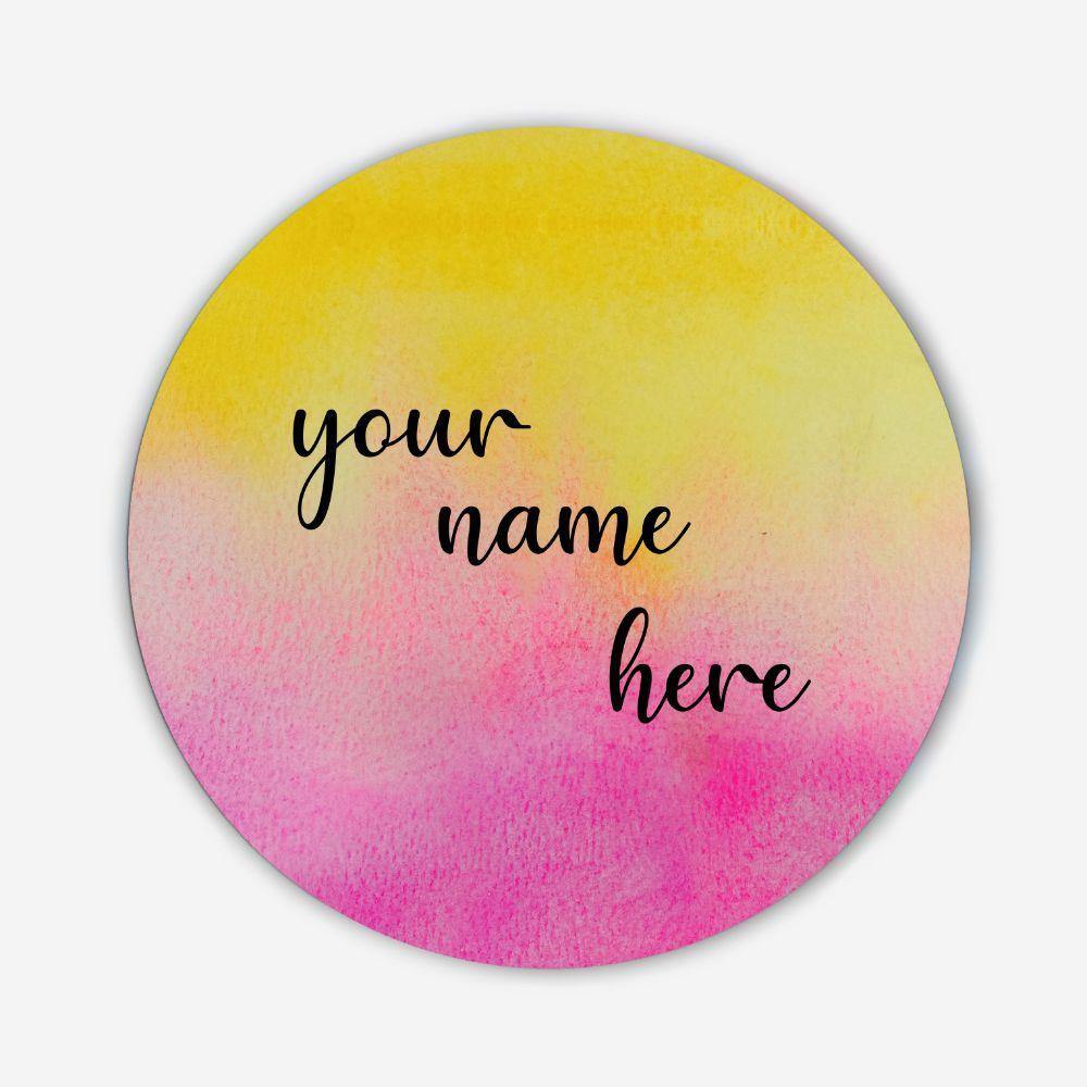 Customized Name Plate - Pink and Yellow Dual Ombre - rangreliart