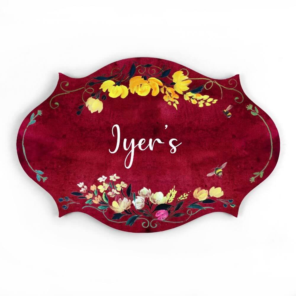 maroon name plate perfect for handmade housewarming gift