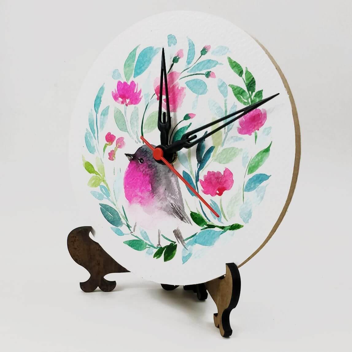 Bird Floral Table Clock - rangreliart