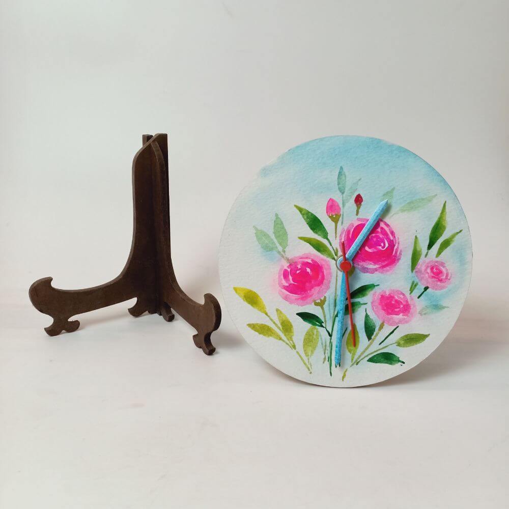 Floral Blast Table Clock - rangreliart