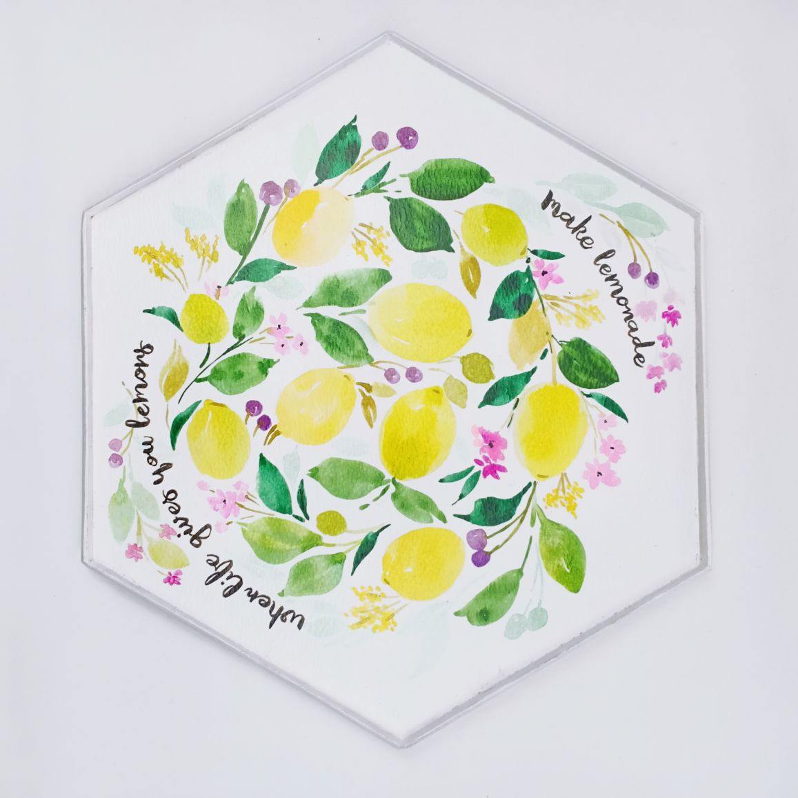 Lemons Hand Painted Serving Tray - rangreliart