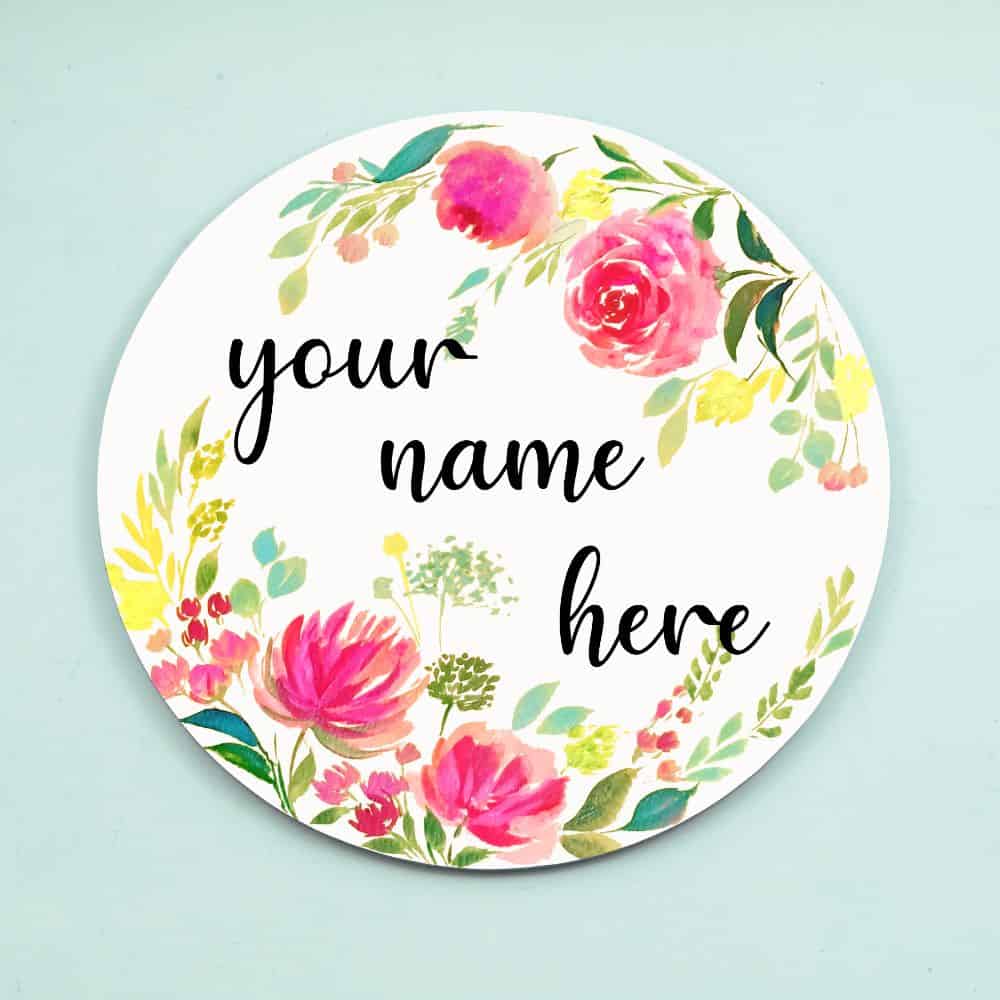 Handpainted Customized Name Plate - Double Garden Floral - rangreli