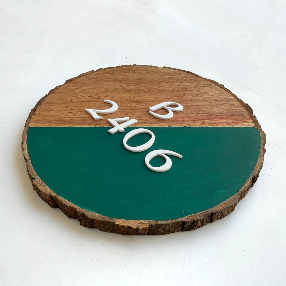 Modern Minimal Handcrafted Nameplate -Wood N Green - rangreli