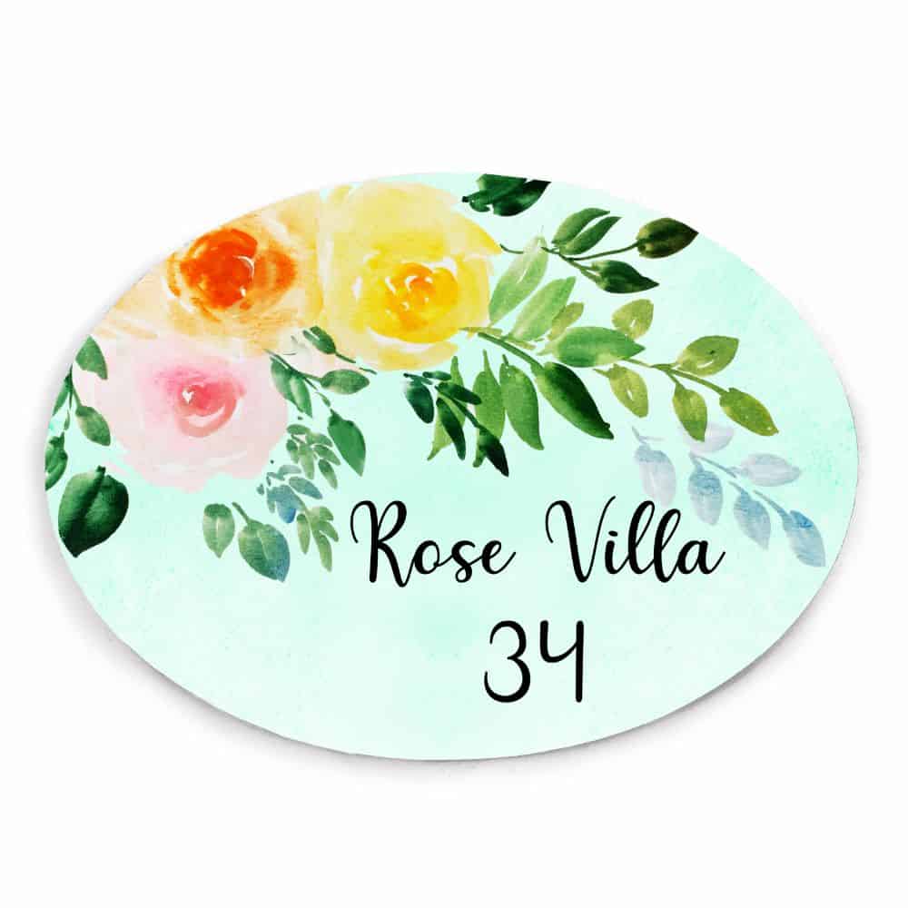 Handpainted Customized Name Plate - Corner Floral Name plate - rangreli