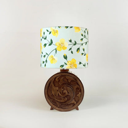 Elowen Yellow Floral Wooden Lamp