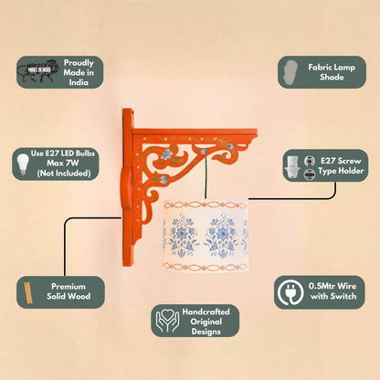 Blue Courtyard Bloom Floral Wall Lamp