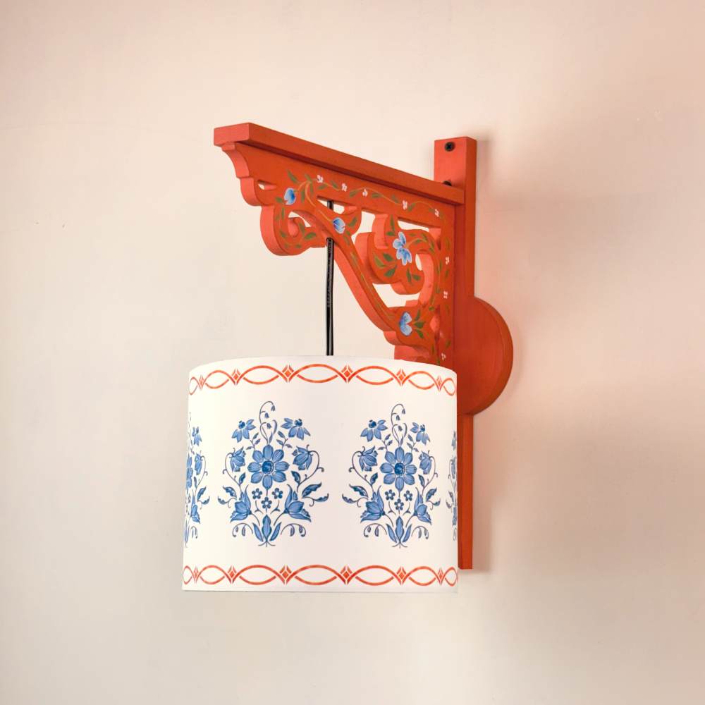 Blue Courtyard Bloom Floral Wall Lamp