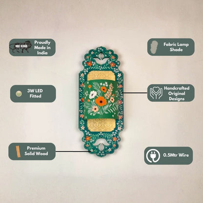 Emerald Meadow Green Floral Wall Lamp