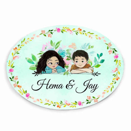 Handpainted Customized Name plate - Couple Name Plate - rangreli