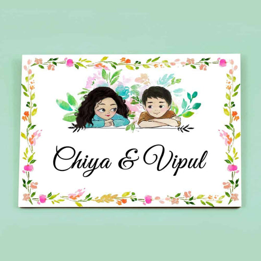 Handpainted Customized Name plate - Couple Name Plate - rangreli