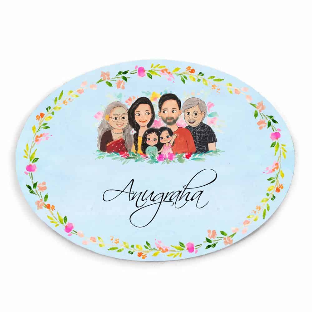 Handpainted Customized Name Plate - Family of 6 Name Plate - rangreli