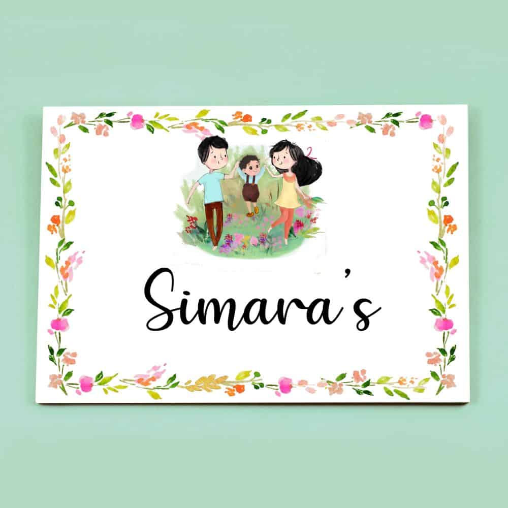 Handpainted Customized Name plate - Couple with Boy Name Plate - rangreli