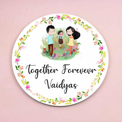 Handpainted Customized Name plate - Couple with Boy Name Plate - rangreli
