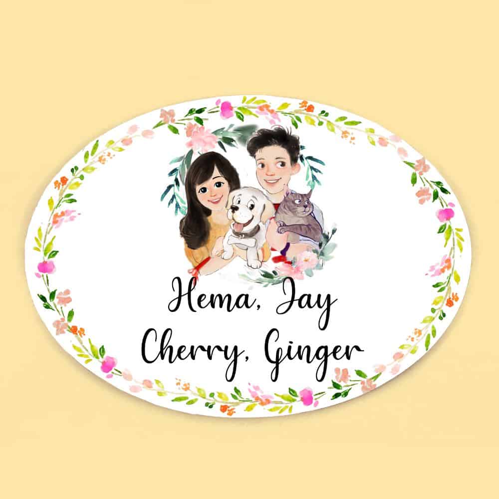Handpainted Customized Name Plate - Pets Couple Name Plate - rangreli