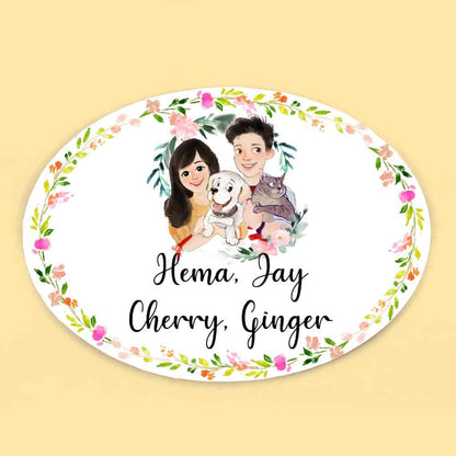 Handpainted Customized Name Plate - Pets Couple Name Plate - rangreli