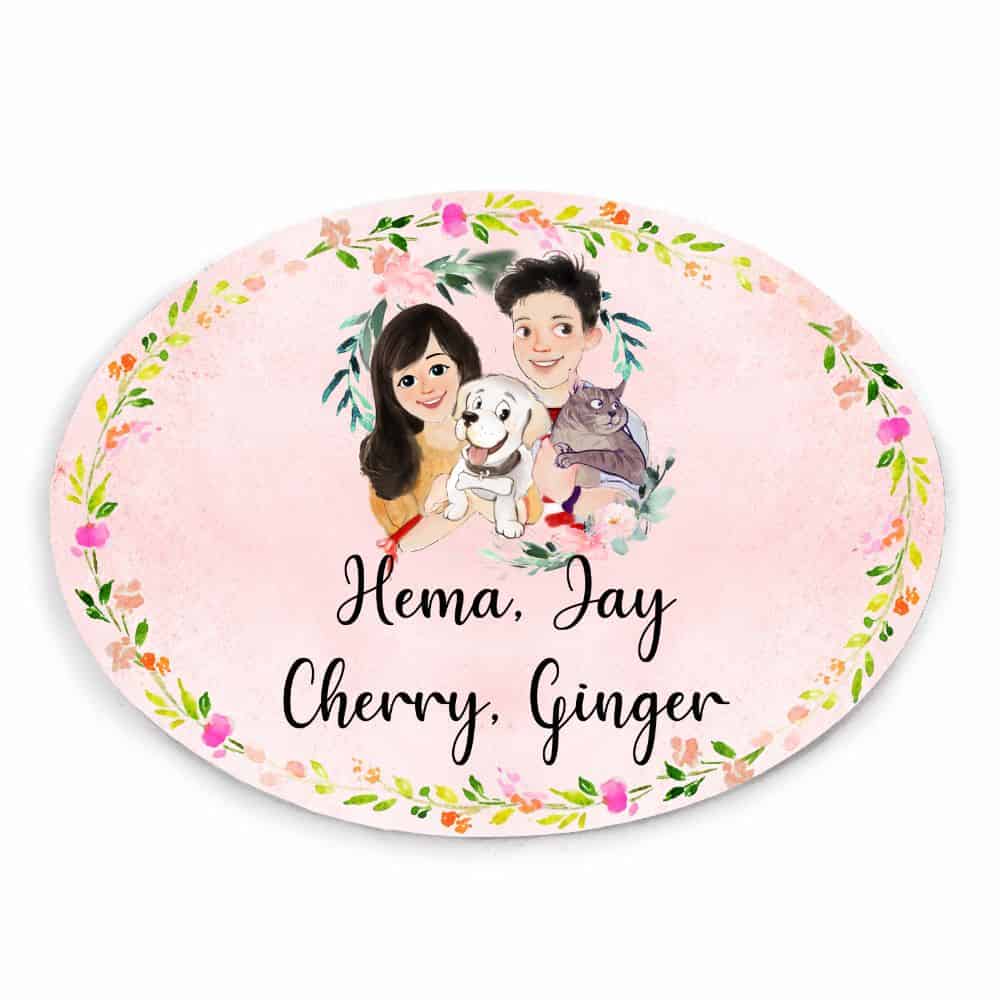 Handpainted Customized Name Plate - Pets Couple Name Plate - rangreli