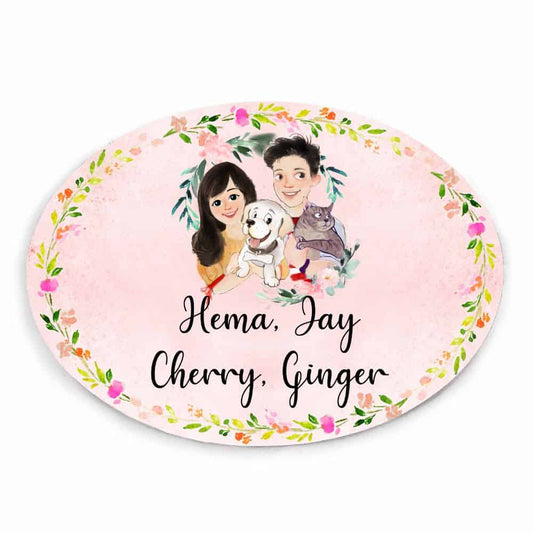 Handpainted Customized Name Plate - Pets Couple Name Plate - rangreli