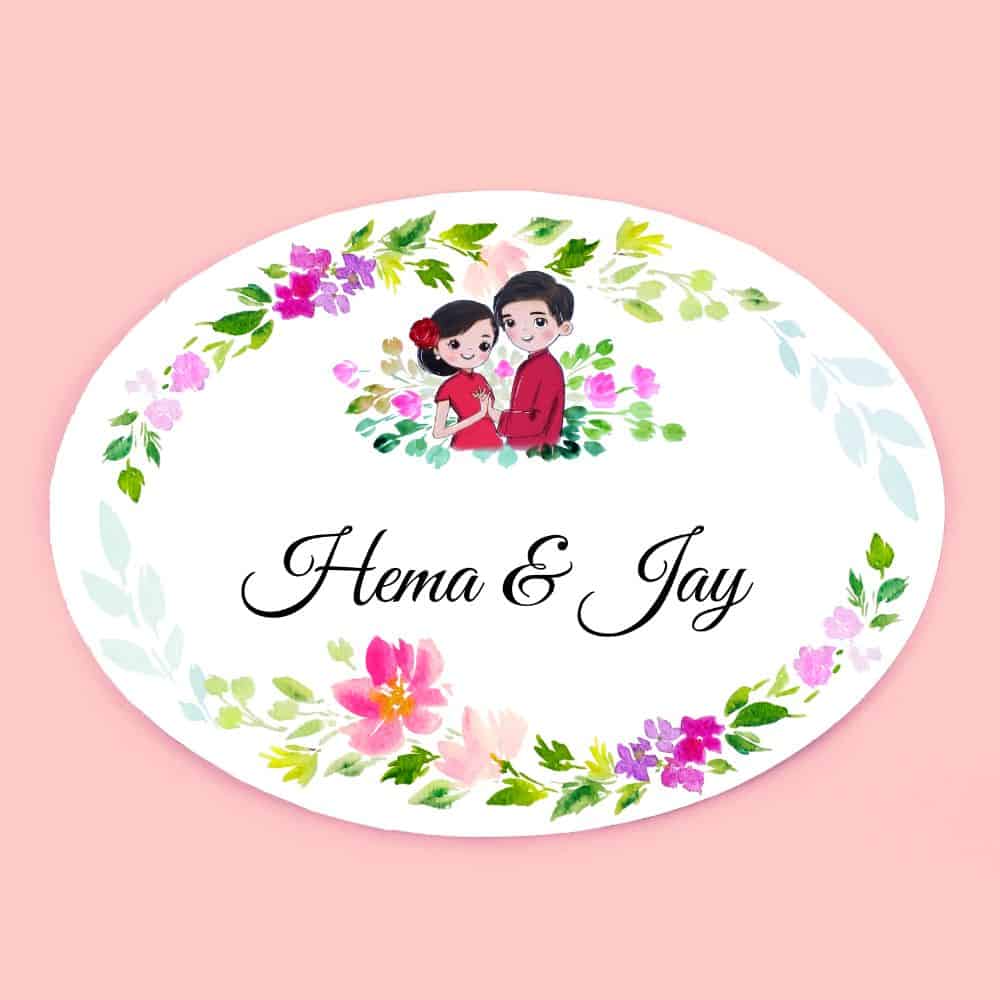 Handpainted Customized Name plate -Dancing Couple Name Plate - rangreli