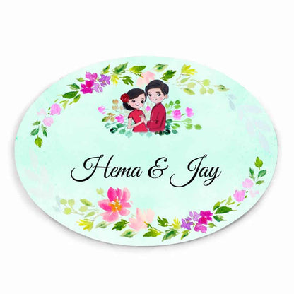 Handpainted Customized Name plate -Dancing Couple Name Plate - rangreli