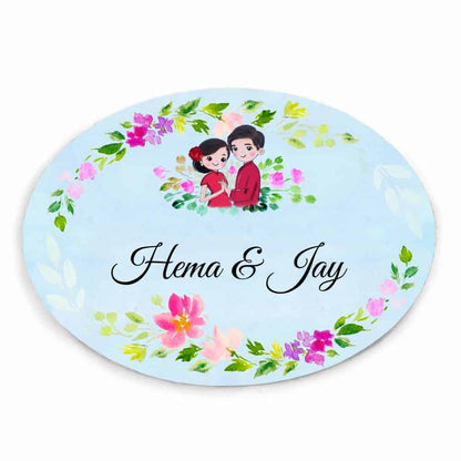 Handpainted Customized Name plate -Dancing Couple Name Plate - rangreli