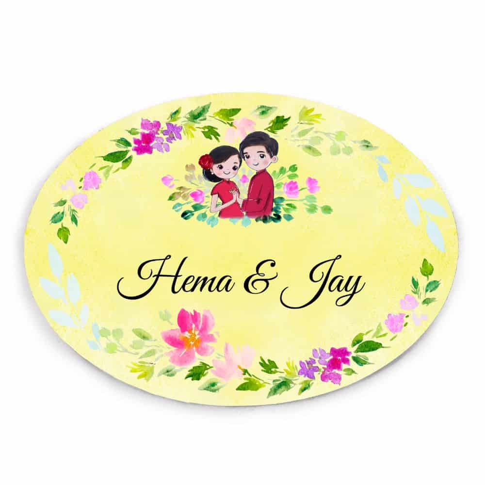 Handpainted Customized Name plate -Dancing Couple Name Plate - rangreli