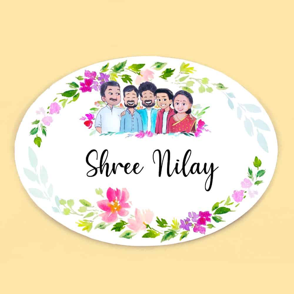 Handpainted Customized Name plate - Big  Family  Name Plate - rangreli