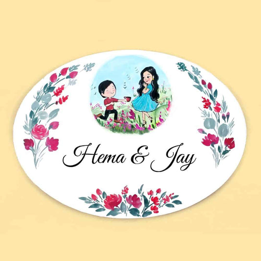 Handpainted Customized Name plate - Big  Family  Name Plate - rangreli