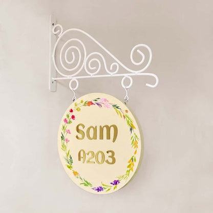 Ivory Aura - Minimal Handpainted Hanging Nameplate - rangreli