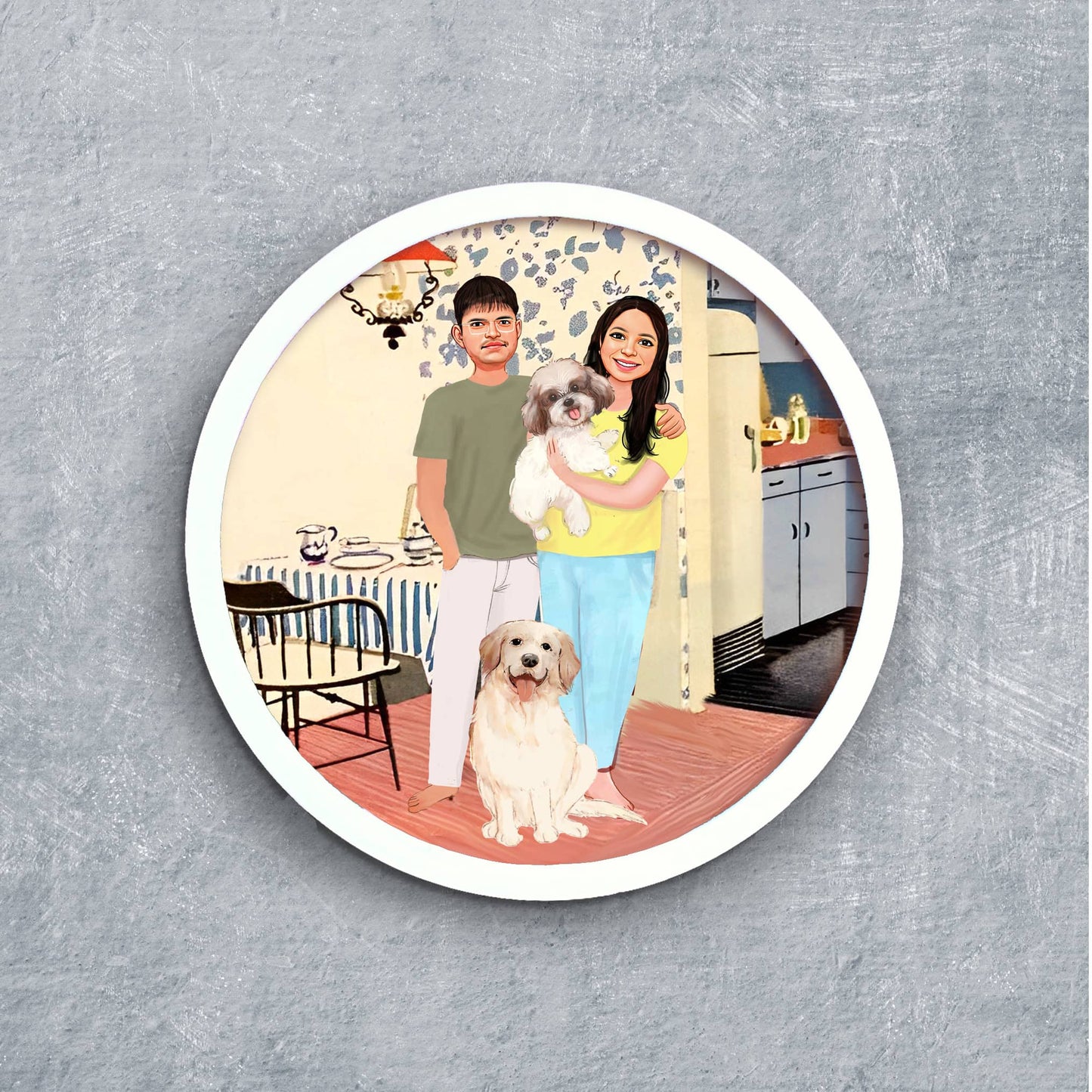 Handpainted Personalized Character Nameplate with pets- Full frame - rangreli