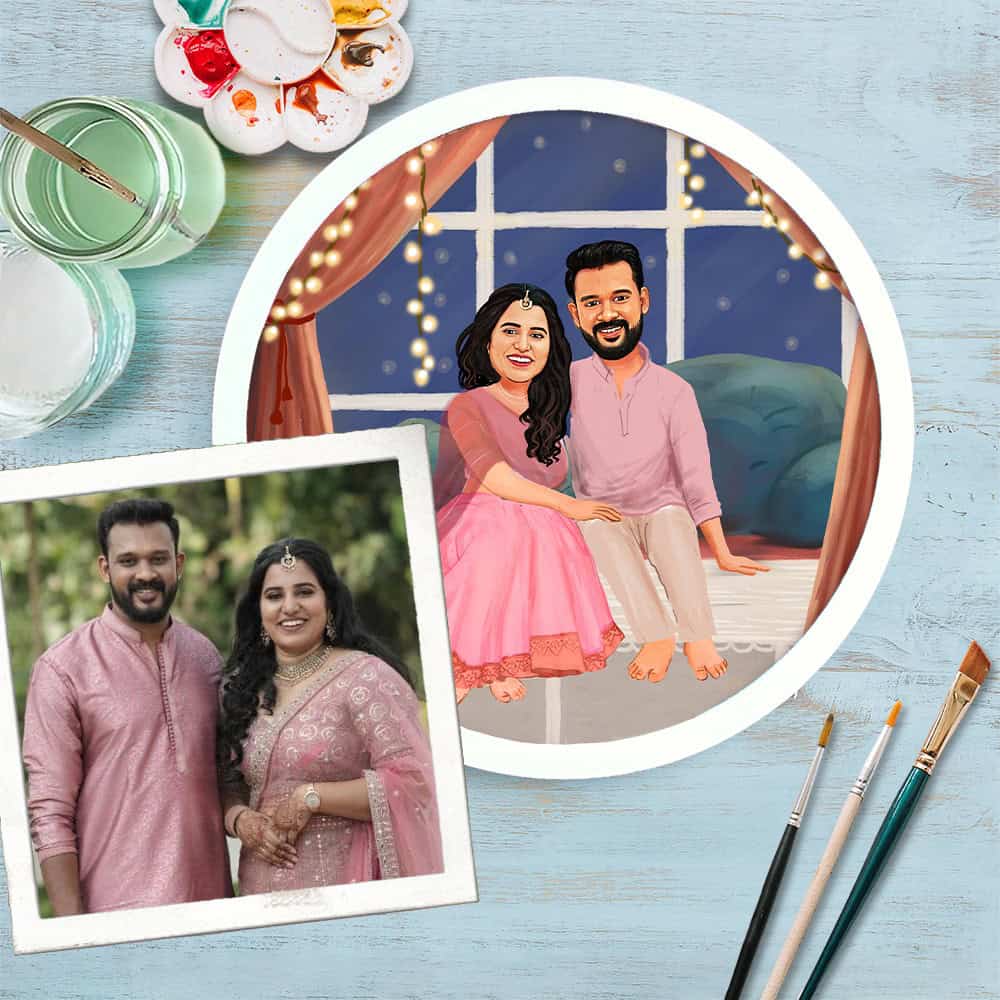 Handpainted Personalized Character couple1 Nameplate- Full frame - rangreli