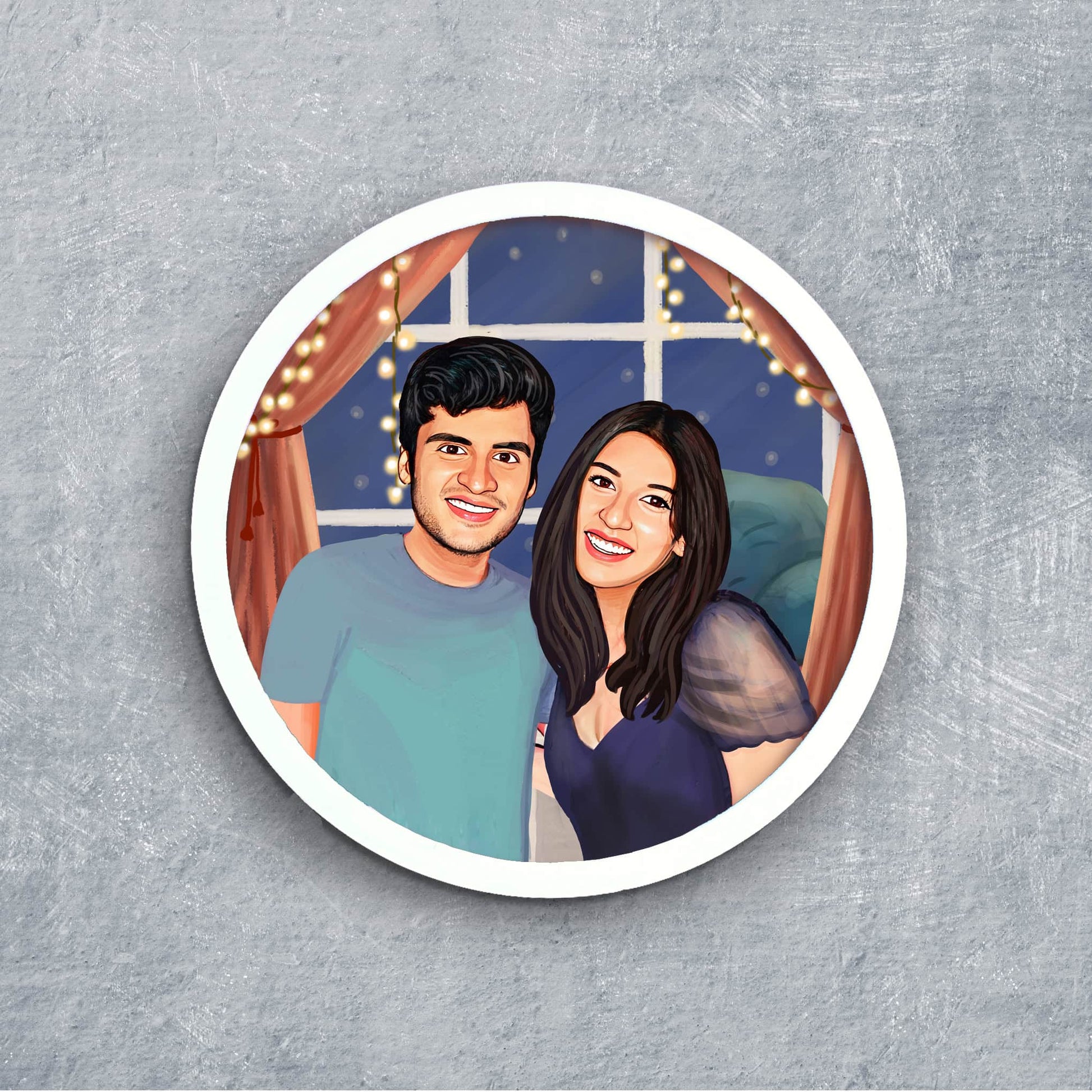 Handpainted Personalized Character couple1 Nameplate- Full frame - rangreli