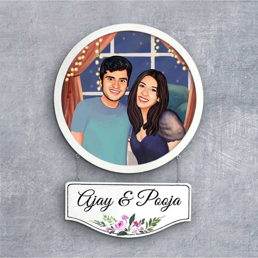 Handpainted Personalized Character couple1 Nameplate- Full frame