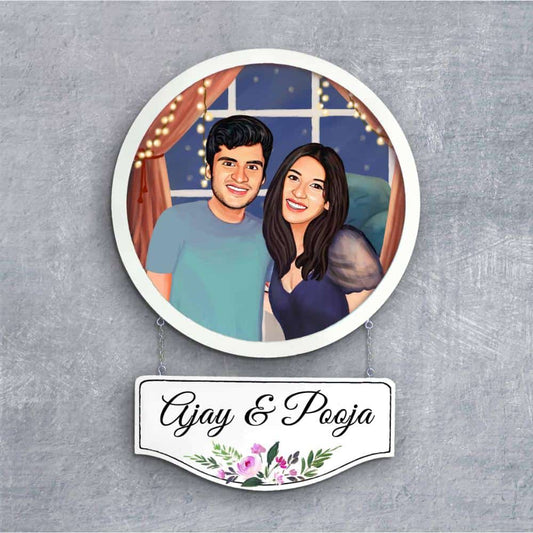 Handpainted Personalized Character couple1 Nameplate- Full frame - rangreli