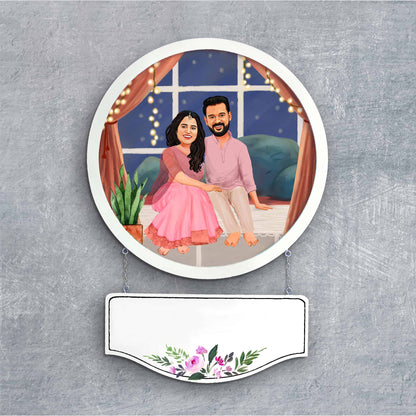 Handpainted Personalized Character couple1 Nameplate- Full frame - rangreli