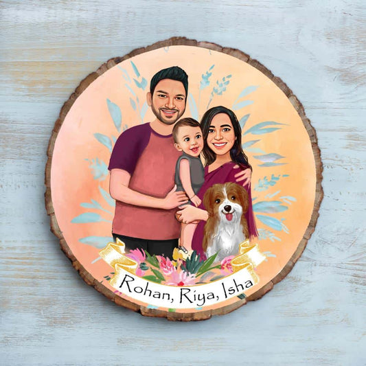 Handpainted Personalized Character Family Nameplate with pet- Bark