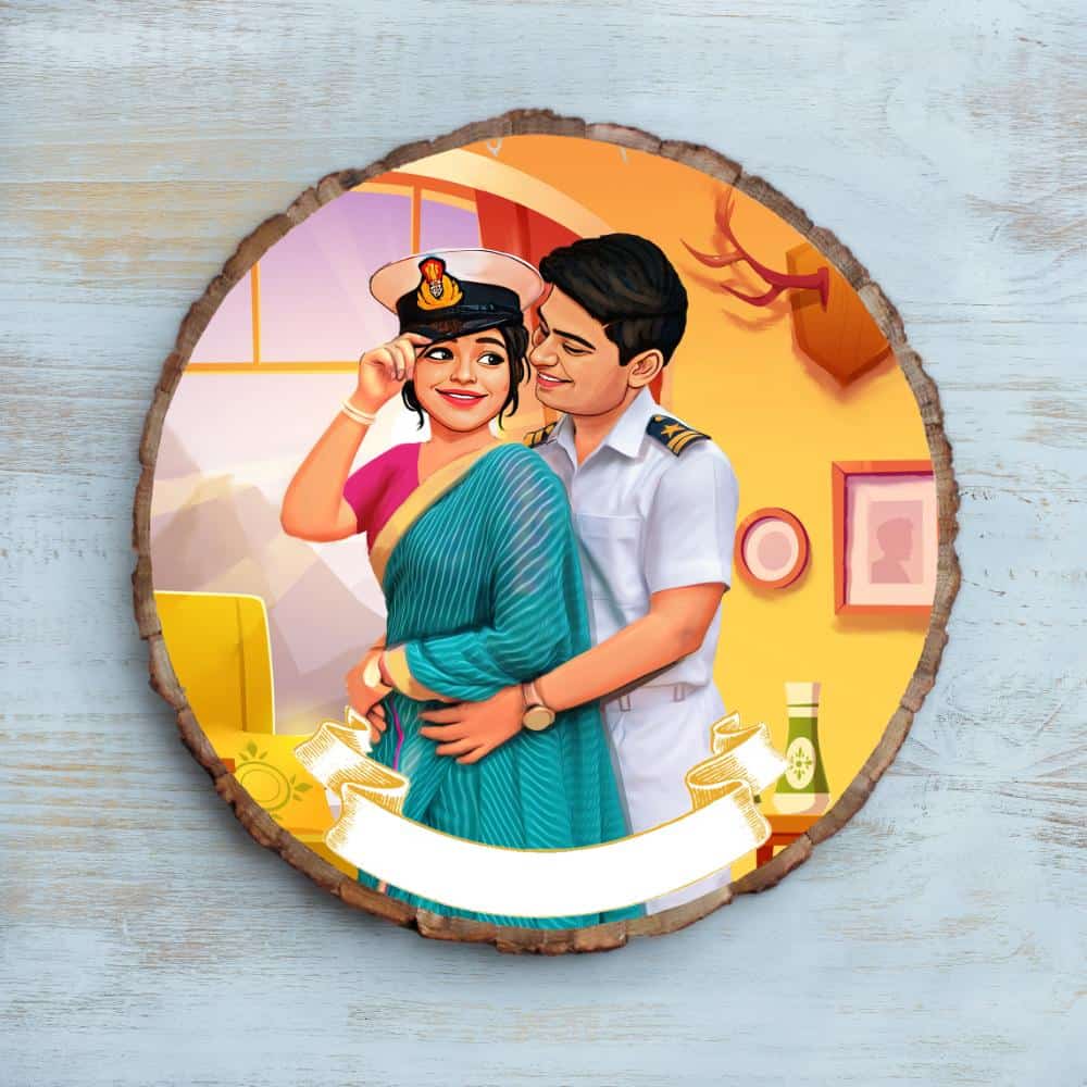 Handpainted Personalized Character Army Couple Nameplate-Bark - rangreli