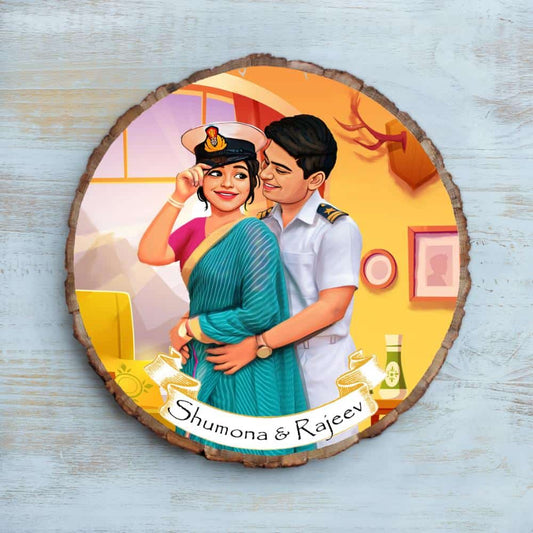 Handpainted Personalized Character Army Couple Nameplate-Bark - rangreli