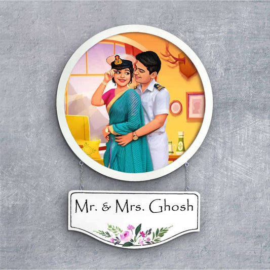 Handpainted Personalized Character Army Couple Nameplate - Full frame - rangreli