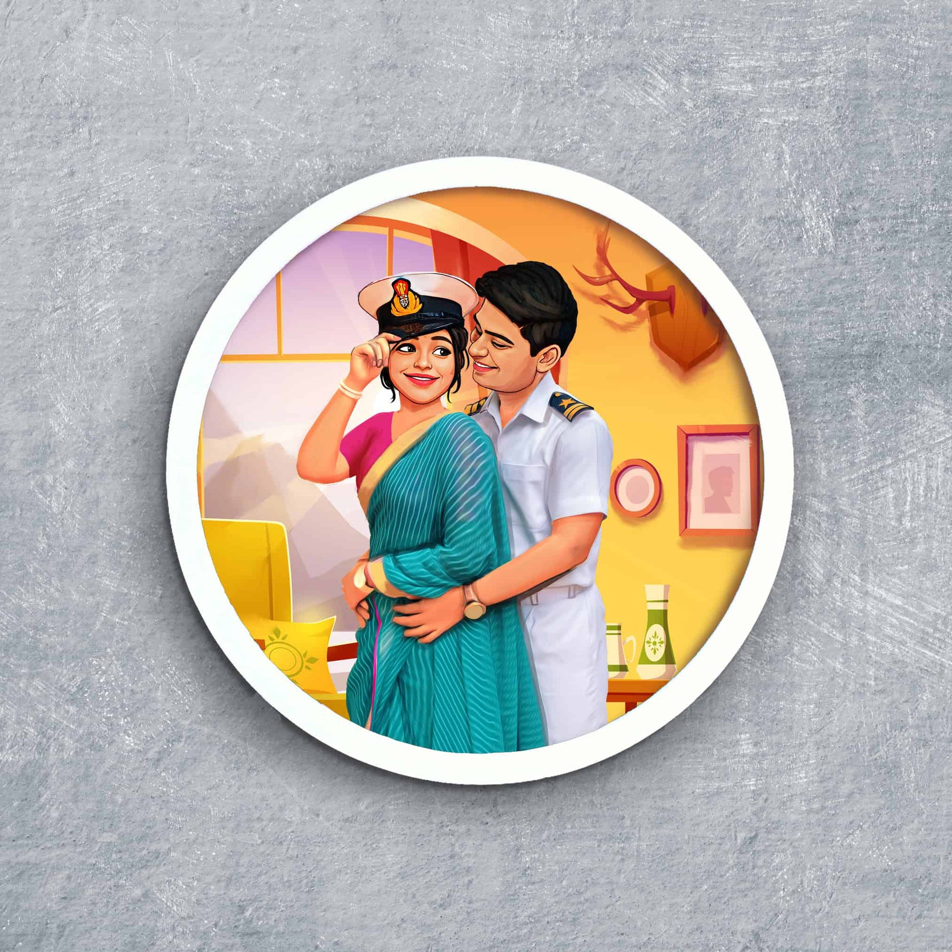Handpainted Personalized Character Army Couple Nameplate - Full frame - rangreli