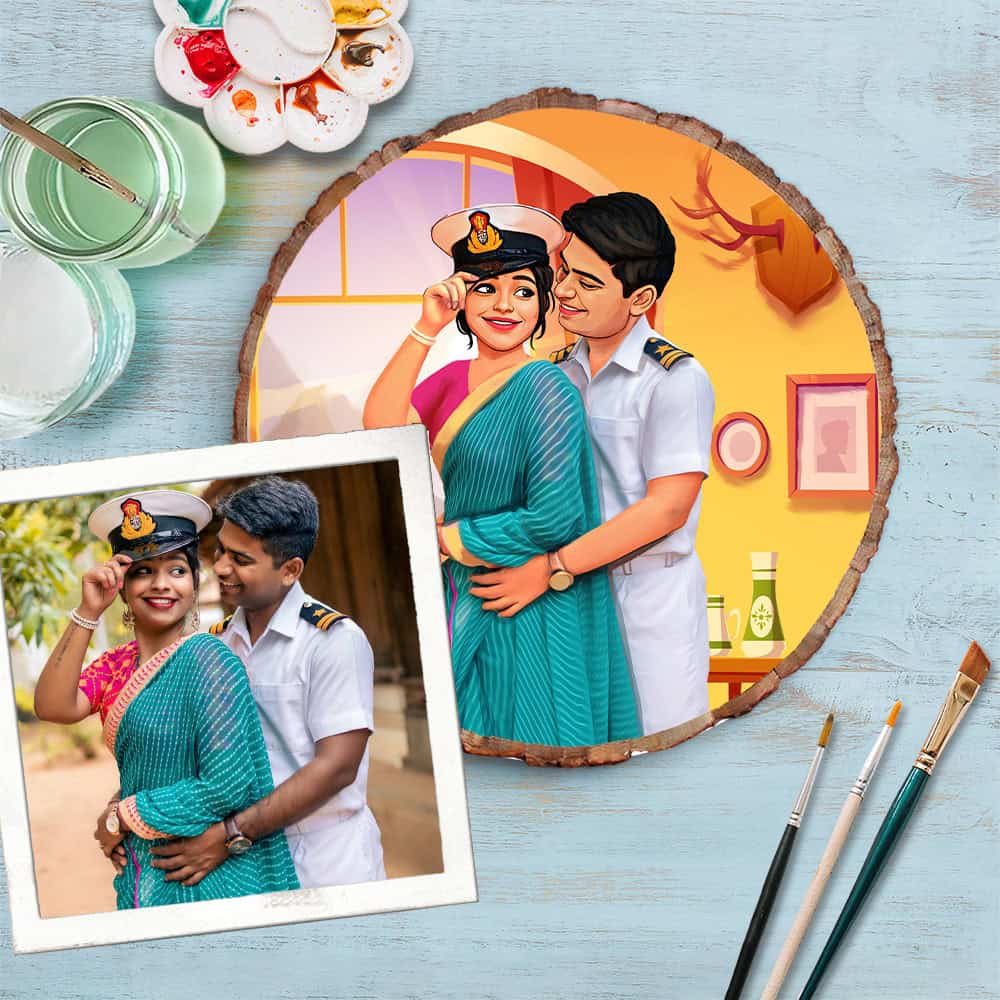 Handpainted Personalized Character Army Couple Nameplate-Bark - rangreli