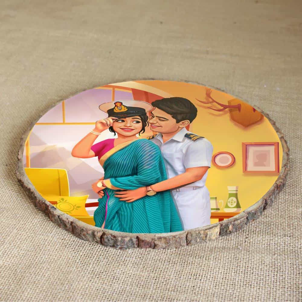 Handpainted Personalized Character Army Couple Nameplate-Bark - rangreli