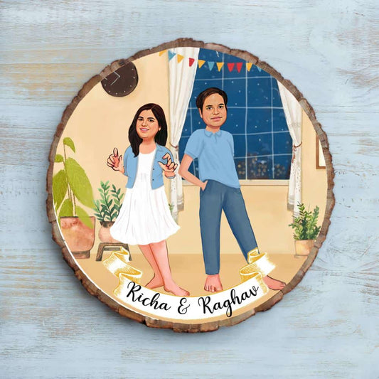 Handpainted Personalized Character Nameplate Cute Couple-Bark