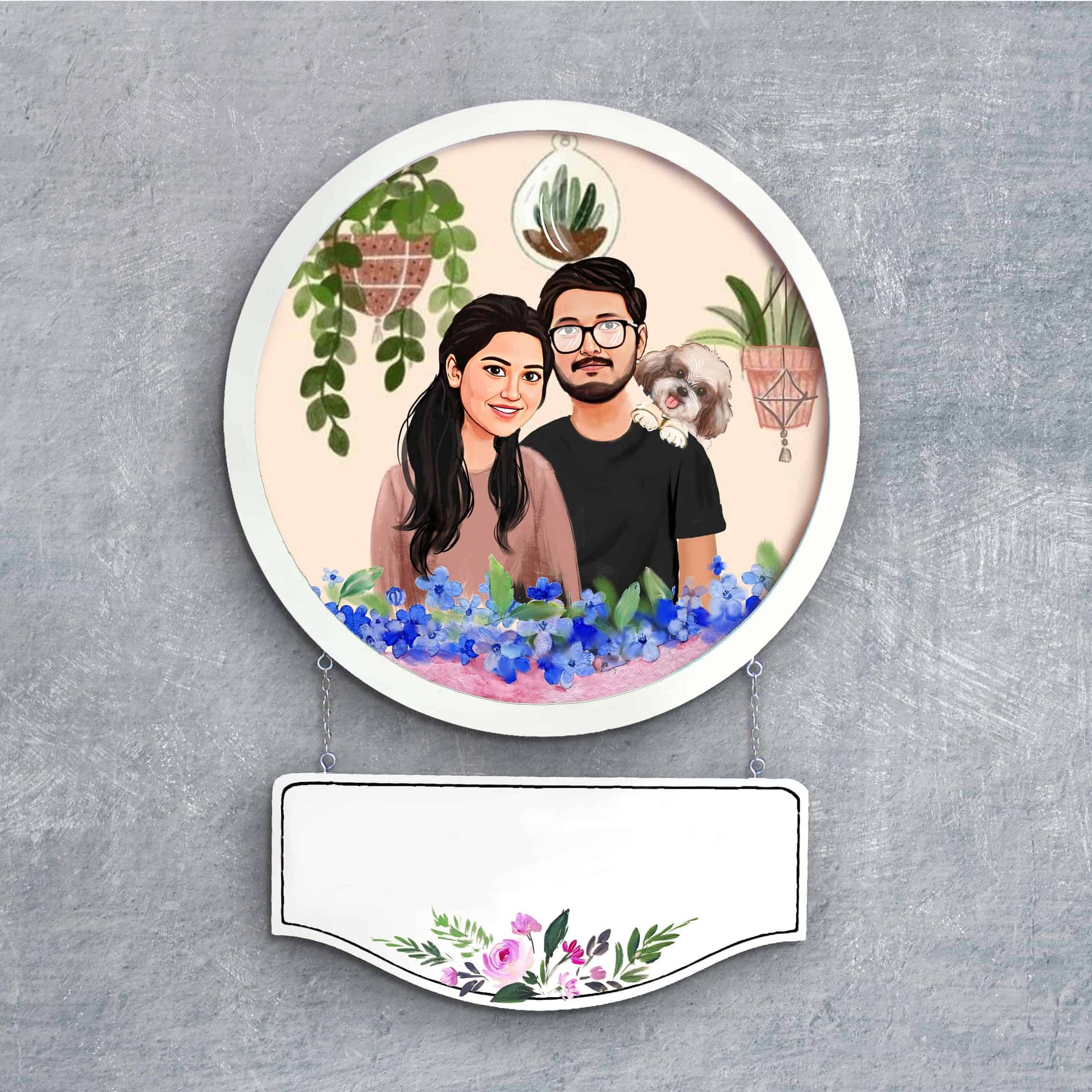 Handpainted Personalized Character Nameplate with cat- Full frame - rangreli