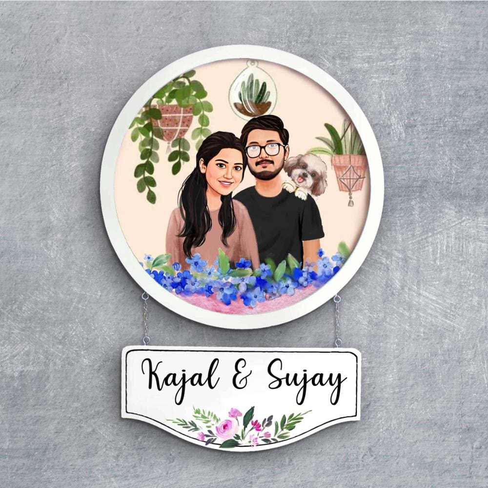 Handpainted Personalized Character Nameplate with cat- Full frame - rangreli