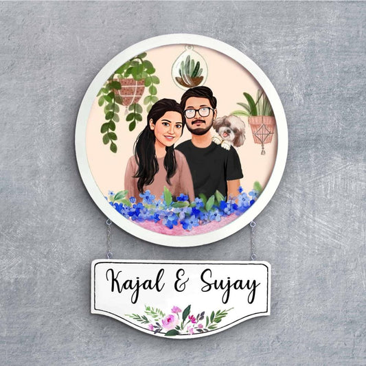 Handpainted Personalized Character Nameplate with cat- Full frame