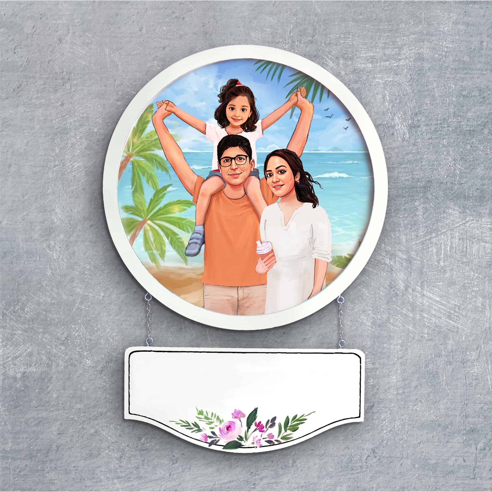 Handpainted Personalized Character Nameplate with family- Full frame - rangreli