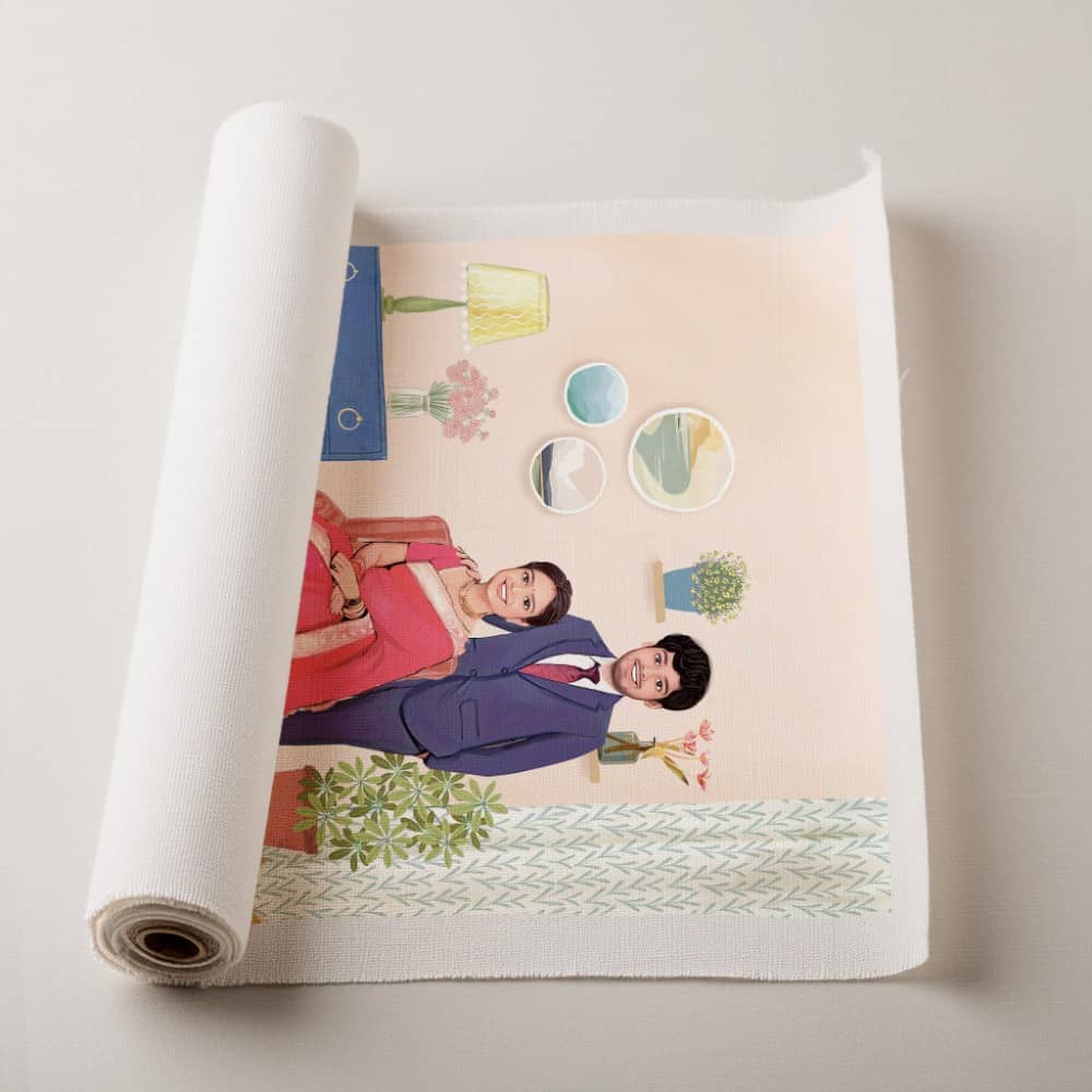 Rectangle Photo based Family Illustration Portrait - Best Couple - rangreli
