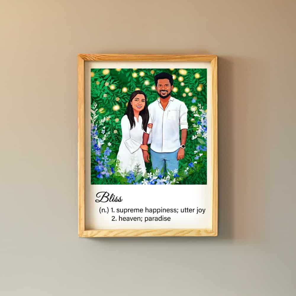 Rectangle Photo based Family Illustration Portrait - Cute Couple Outdoors - rangreli