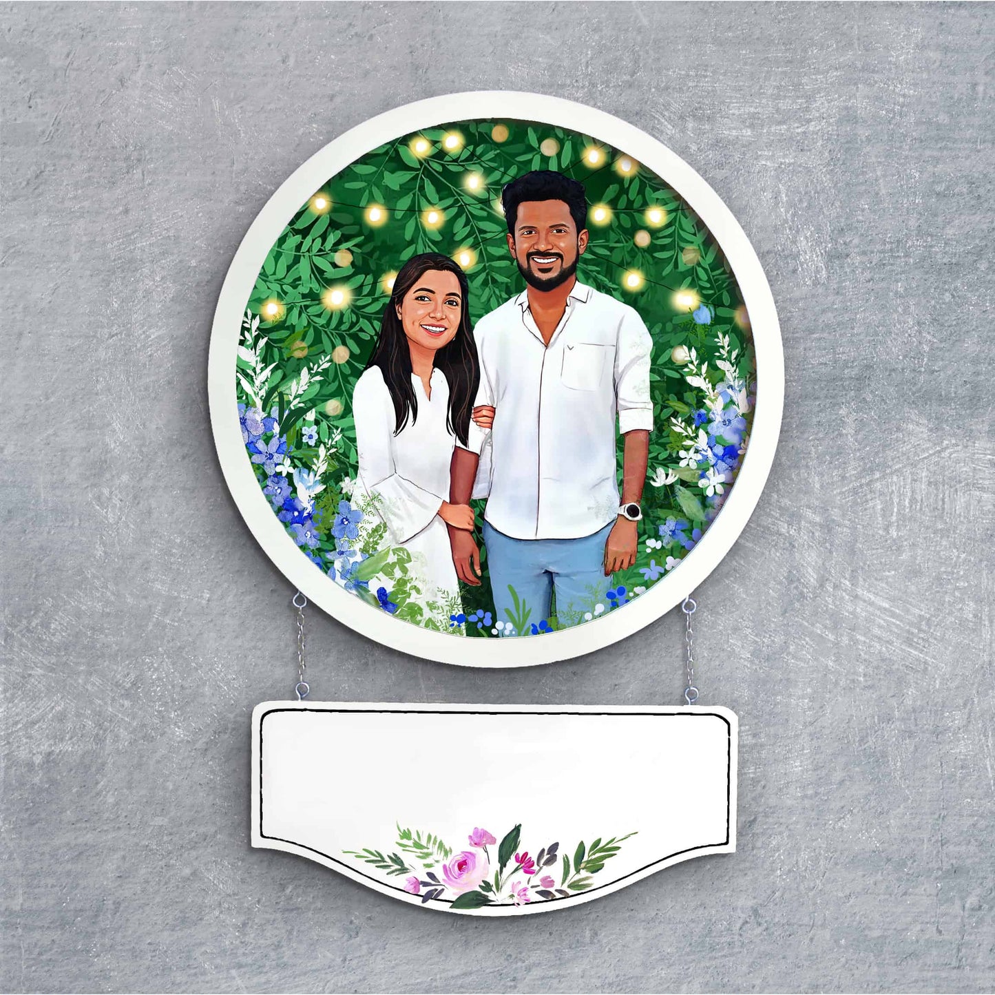 Handpainted Personalized Character Nameplate Couple Goal- Full frame - rangreli